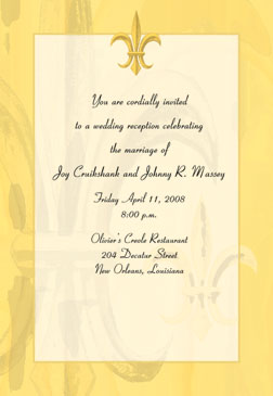 Golden Fleur-de-lis Invitation Fleur de lis Louisiana Invitations - Cajun Invitations